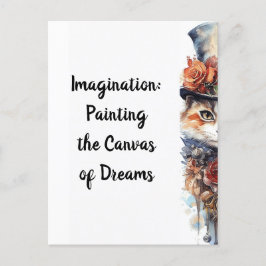 ネコ3子猫バラ水彩 ポストカード