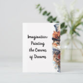 ネコ3子猫バラ水彩 ポストカード (スタンド正面)