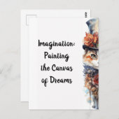 ネコ3子猫バラ水彩 ポストカード (正面/裏面)