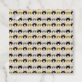 ネコ4匹、ヘリンボーンベージュ フェイバータグ