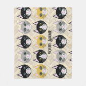 ネコ4匹、ヘリンボーンベージュ フリースブランケット (正面)