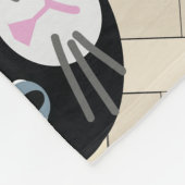 ネコ4匹、ヘリンボーンベージュ フリースブランケット (角)