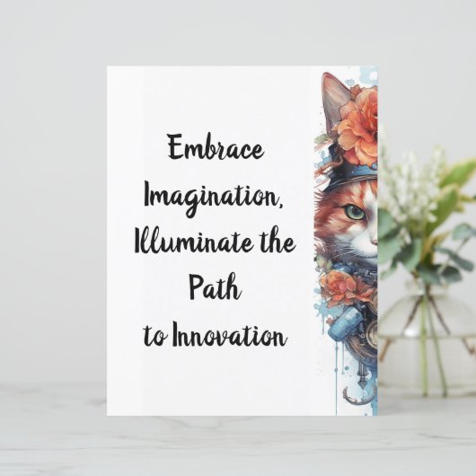 ネコ4子猫バラ水彩画 (スタンド正面)