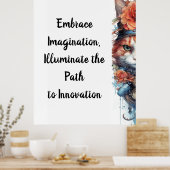 ネコ4子猫バラ水彩画 ポスター (キッチン)