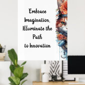 ネコ4子猫バラ水彩画 ポスター (ホームオフィス)