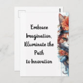 ネコ4子猫バラ水彩画 ポストカード (正面/裏面)