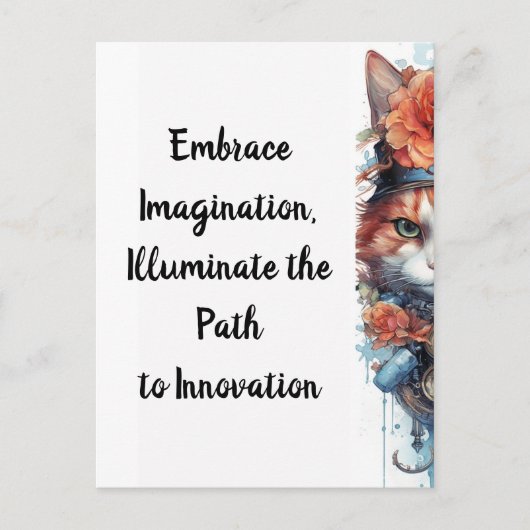 ネコ4子猫バラ水彩画 ポストカード (正面)