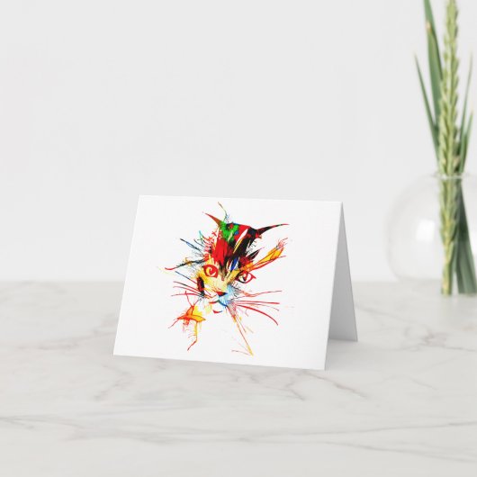 ネコ(ばちゃばちゃ)跳ねるノートカード カード (正面)
