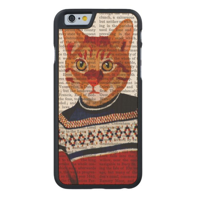ネコ・イン・スキー・セーター2 CarvedウッドiPhoneケース (裏面)