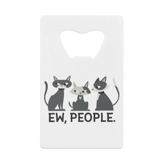 ネコ，エウ，人 クレジットカード栓抜き (正面)