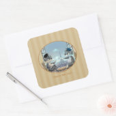 ネコ & エッフェル塔 - パリ ジョイ スクエア ス티ッカーズ スクエアシール (封筒)