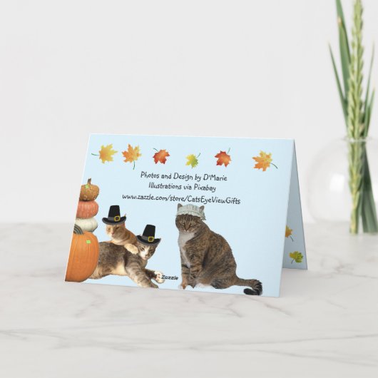 ネコ、カボチャ、紅葉 カード (裏面)