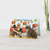 ネコ、カボチャ、紅葉 カード (正面)