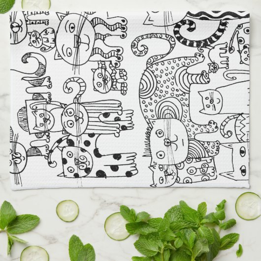 ネコ キッチンタオル (折り畳み)