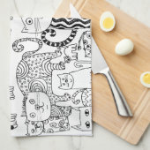 ネコ キッチンタオル (四つ折り)