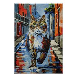 ネコ，コトフィー，通り，都市，動物 フォトプリント           