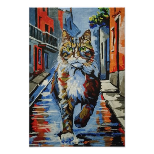 ネコ，コトフィー，通り，都市，動物 フォトプリント            (正面)