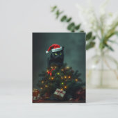 ネコ+ストロフィー クリスマス ホリデー 混沌 面白い 猫  ポストカード (スタンド正面)