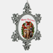 ネコ スノーフレークピューターオーナメント (左)