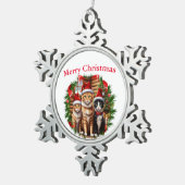 ネコ スノーフレークピューターオーナメント (右)