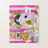 ネコ、テディベア、ティーパーティージグソーパズル ジグソーパズル (縦)