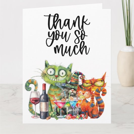 ネコ  パーフェクトにクィルキーなネコパーティー サンキューカード (正面)