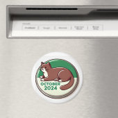 ネコ、ブラウン、ホワイト マグネット (インサイチュ (食洗機))