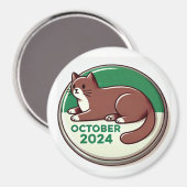 ネコ、ブラウン、ホワイト マグネット (正面/裏面)