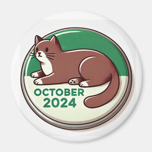 ネコ、ブラウン、ホワイト マグネット (正面)