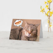 ネコ、ホットドッグ、ハンバーガー誕生日 カード (黄色い花)