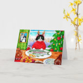 ネコ,マウス,魚クリスマスホリデーカード カード (黄色い花)