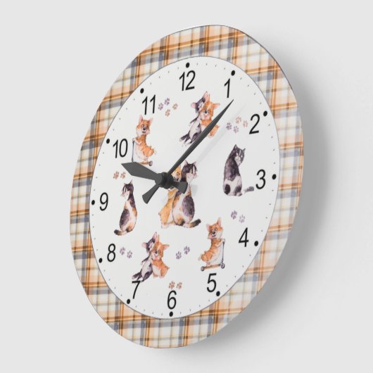 ネコ ラージ壁時計 (傾斜)