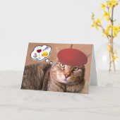 ネコ・ワイン・チーズ誕生日 カード (黄色い花)