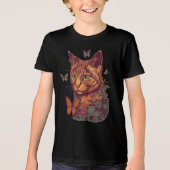 ネコ(昆虫)オオカバマダラ、モナーク蝶 トライブレンドTシャツ (正面)