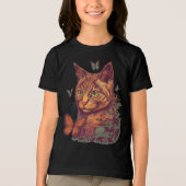 ネコ(昆虫)オオカバマダラ、モナーク蝶 トライブレンドTシャツ (正面)