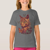 ネコ(昆虫)オオカバマダラ、モナーク蝶 Tシャツ (正面)