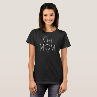 ネコMom Tシャツブラック&ホワイトタイポグラフィ Tシャツ