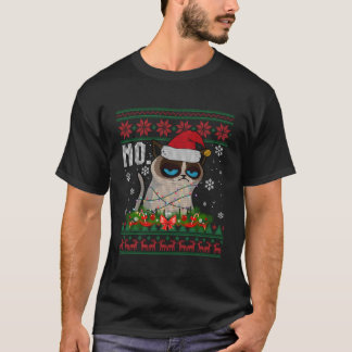 ネコNo不機嫌なクリスマスネコNo醜いクリスマスセーター Tシャツ