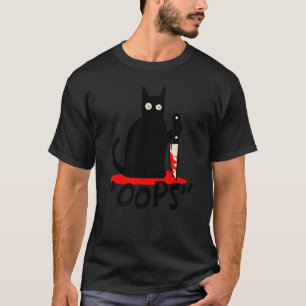 ネコOops黒猫殺害猫ナイフハロー Tシャツ