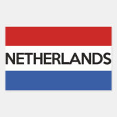 ネザーランド国旗の記号の名前の文字 長方形シール (正面)