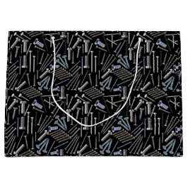 ネジと爪、 ネイルx4ブラックBG ラージペーパーバッグ