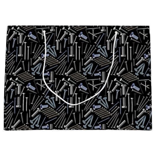 ネジと爪、 ネイルx4ブラックBG ラージペーパーバッグ (正面)