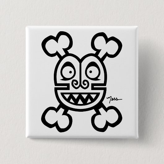 ネスのスカル及び骨のロゴ 缶バッジ (正面)