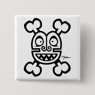 ネスのスカル及び骨のロゴ 缶バッジ