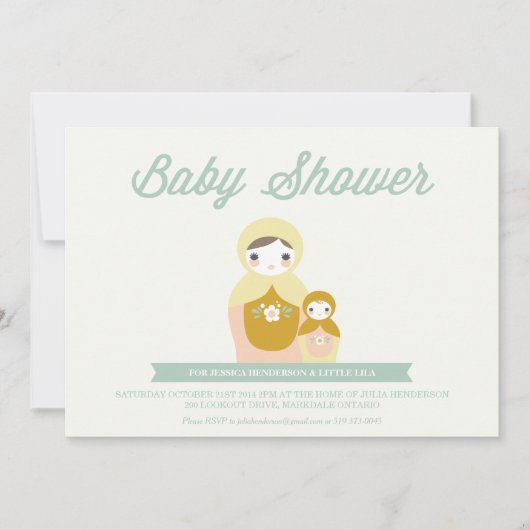 ネスティングドールベビーシャワー招待状 招待状 (正面)