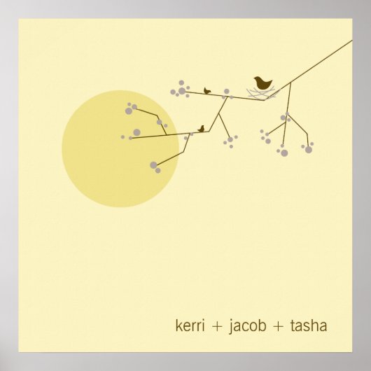 ネスティングバーズファミリーベビー子供部屋アートプリント ポスター (正面)