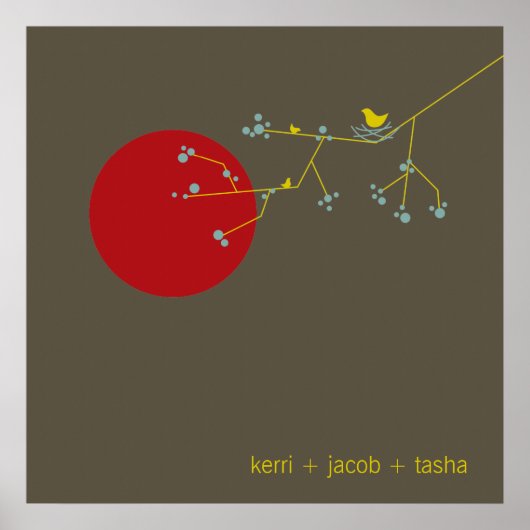 ネスティングバーズファミリーベビー子供部屋アートプリント ポスター (正面)