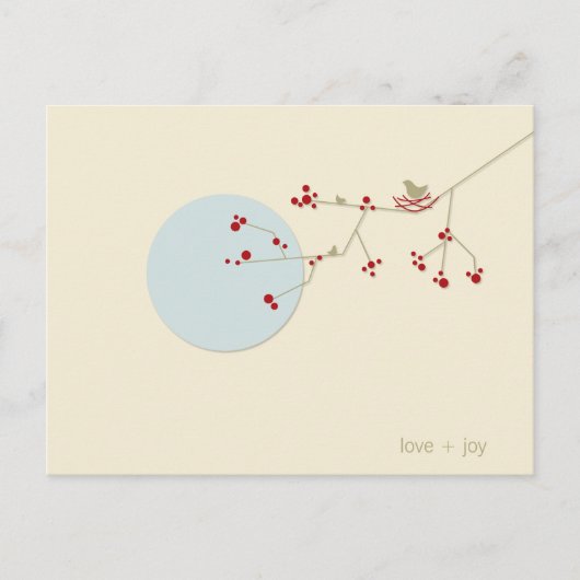 ネスティングバードとファミリーベビーありがとうポストカード ポストカード (正面)