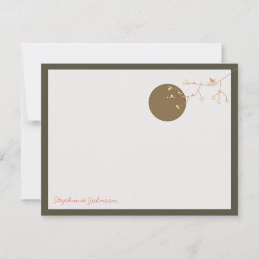 ネスティングバードとファミリーベビーお礼ノートカード 招待状 (正面)