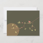 ネスティングバードとファミリーベビーお礼ノートカード 招待状 (裏面)